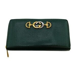 Gucci Zumi Round Zip Long Wallet Green